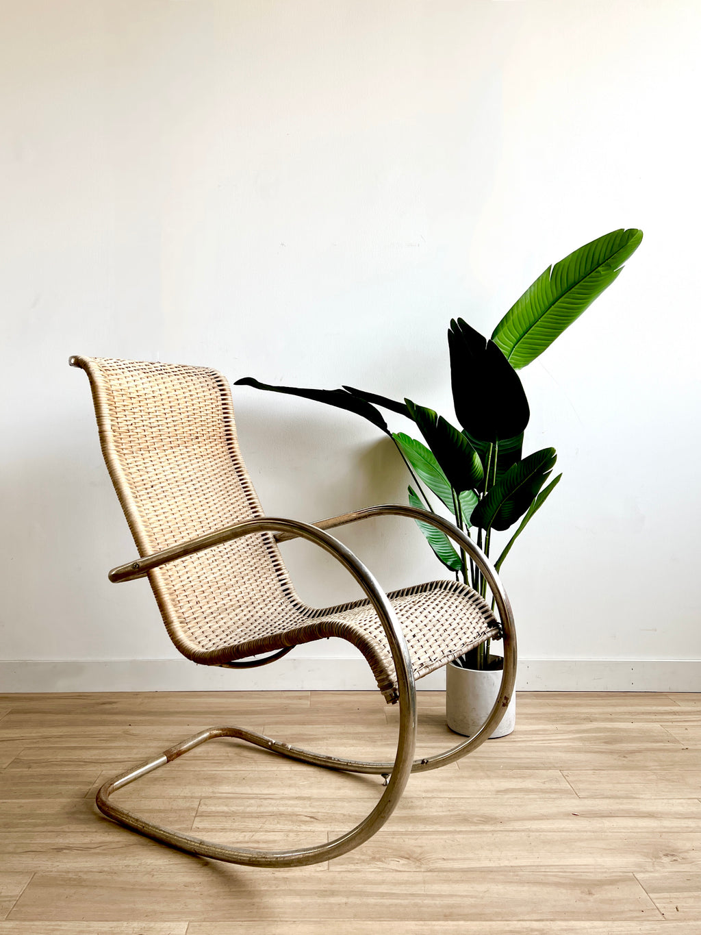 Vintage Mid Century Woven Rocker