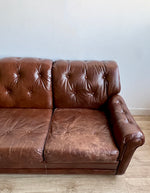 Vintage Button Tufted Leather Sofa
