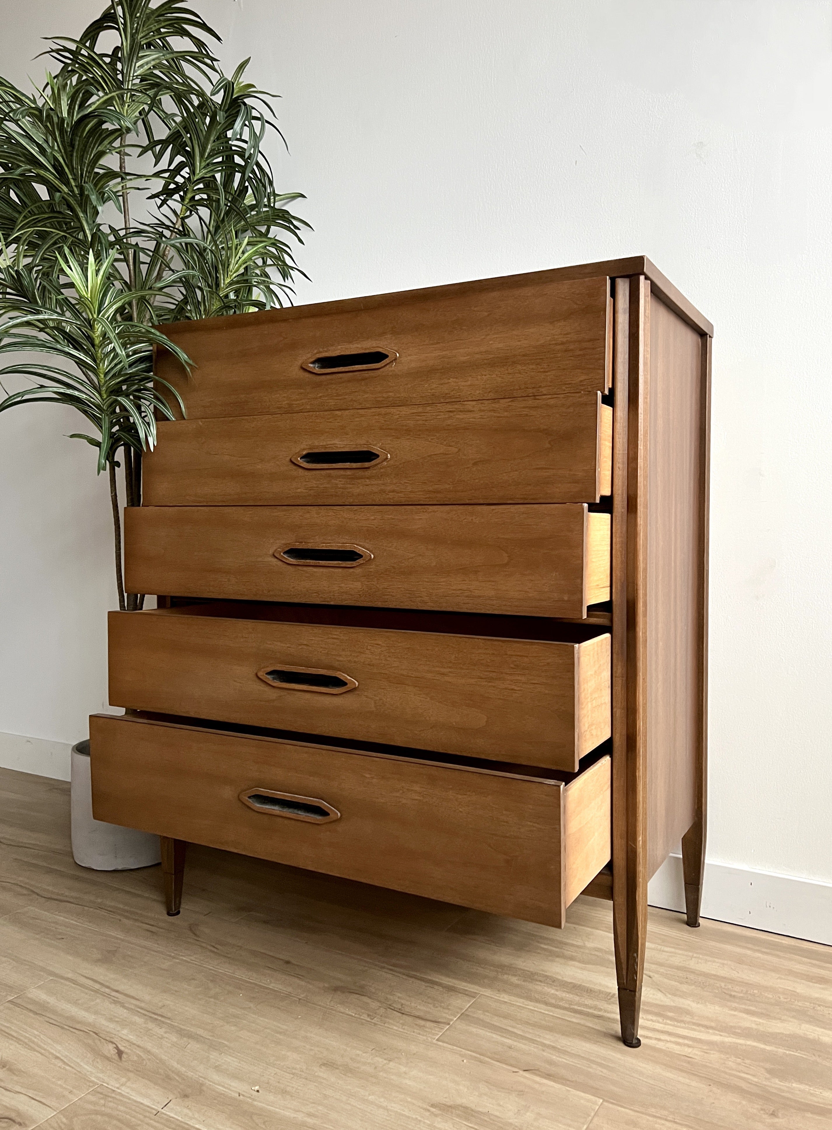 Vintage Mid Century Five Drawer Dresser