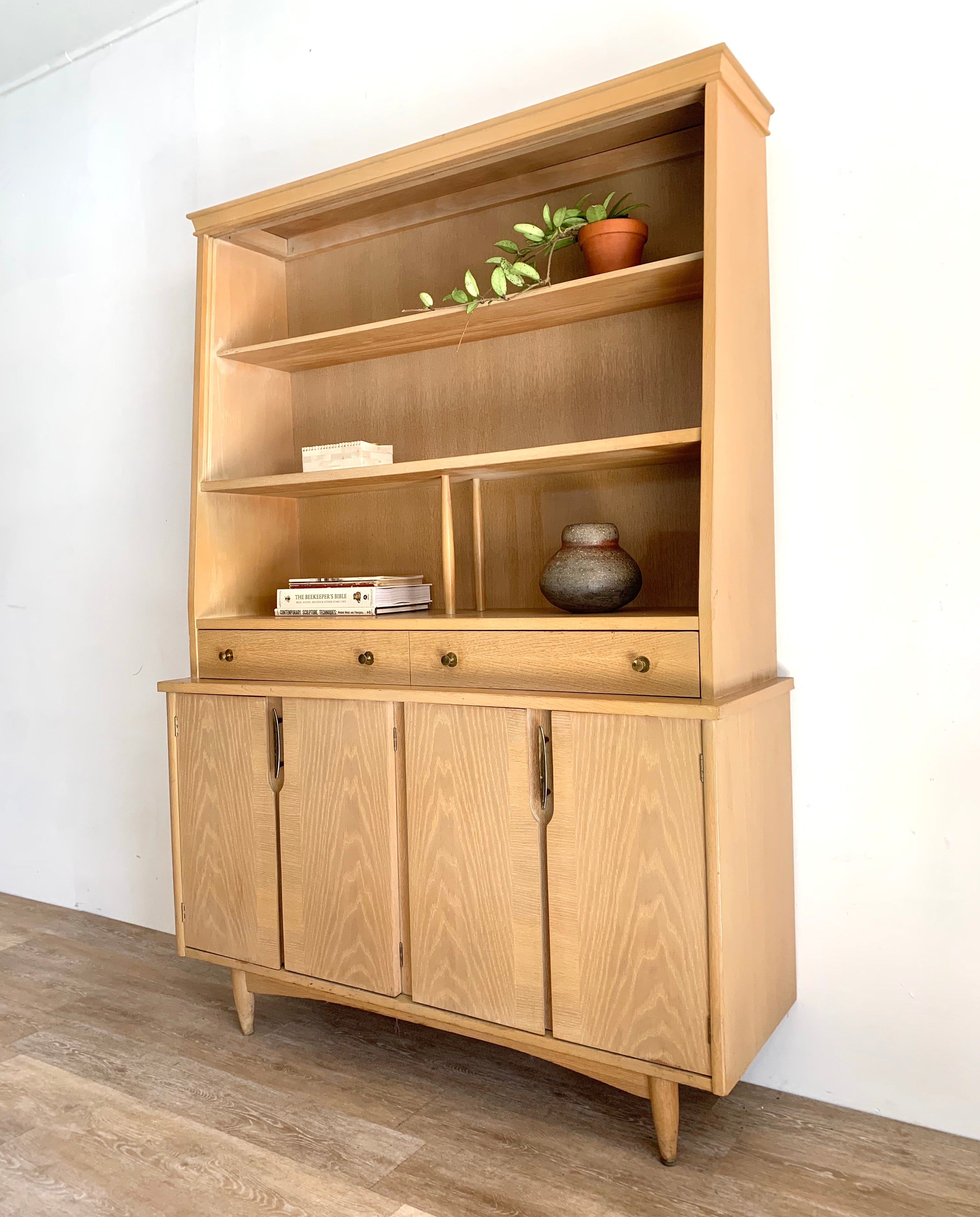 Mid Century Hutch in White Oak