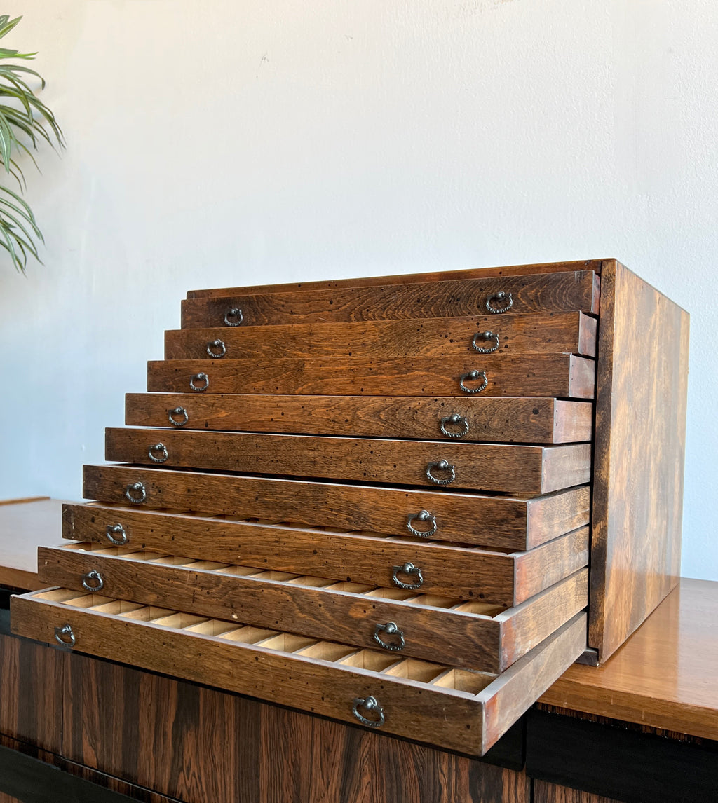 Vintage Nine Drawer Type Case