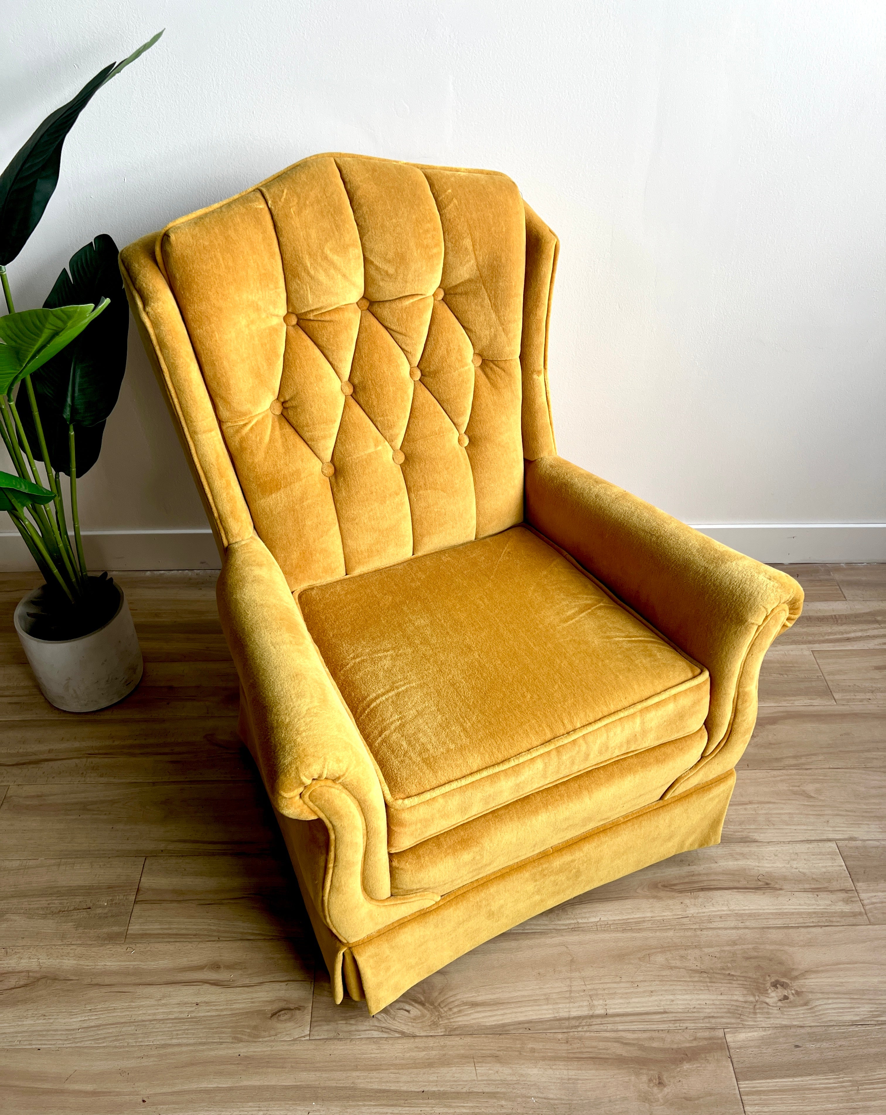 Vintage Mid Century Velvet Lounge Chair