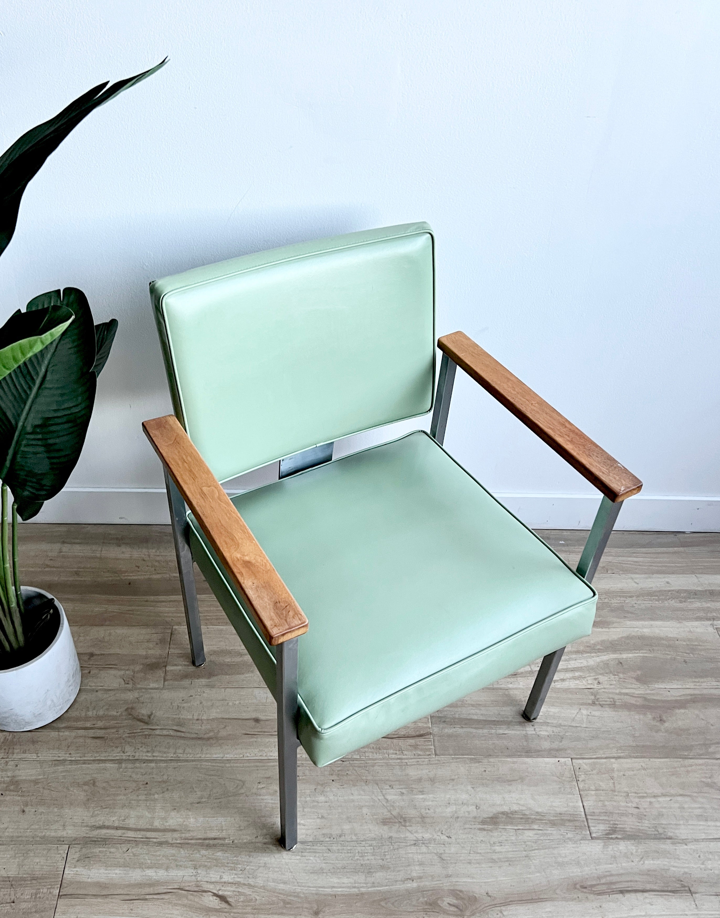 Vintage Mid Century Sea Foam Green Arm Chair