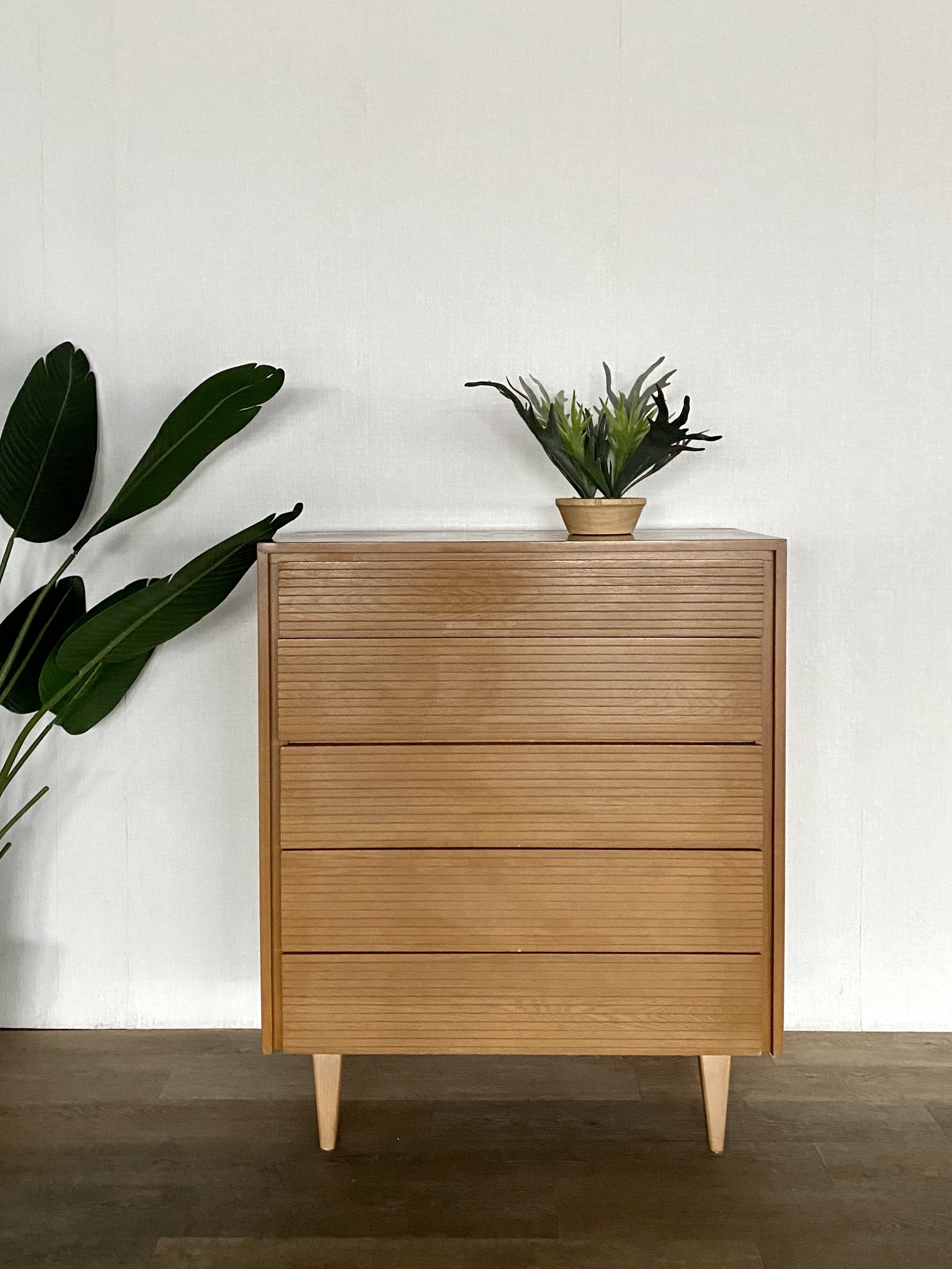Tall Mid-Century Dresser in Light Wood – Home and Closet Vintage
