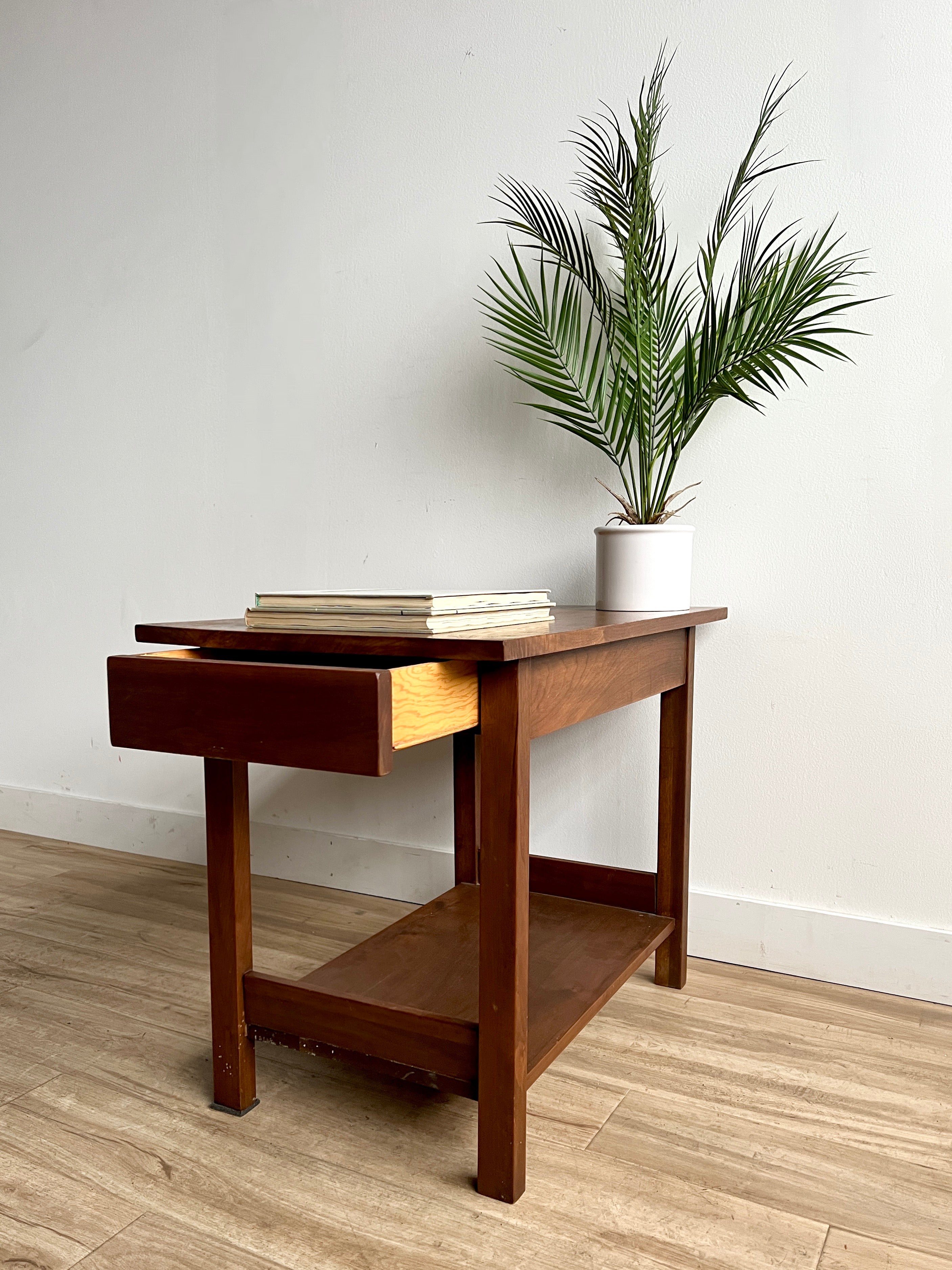 Vintage Solid Walnut End Table / Night Stand