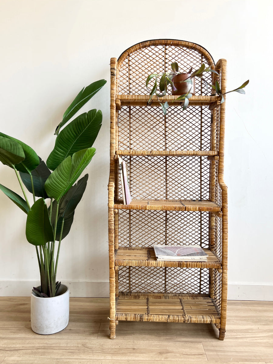 Vintage Mid Century Rattan Shelving Unit – Home and Closet Vintage