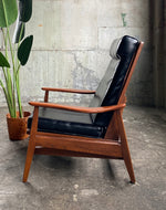 Mid-Century Lounge Chair in Black Leatherette
