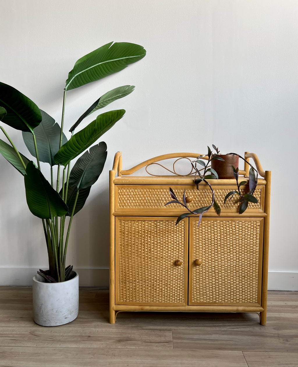 Vintage Wicker Shelving Unit