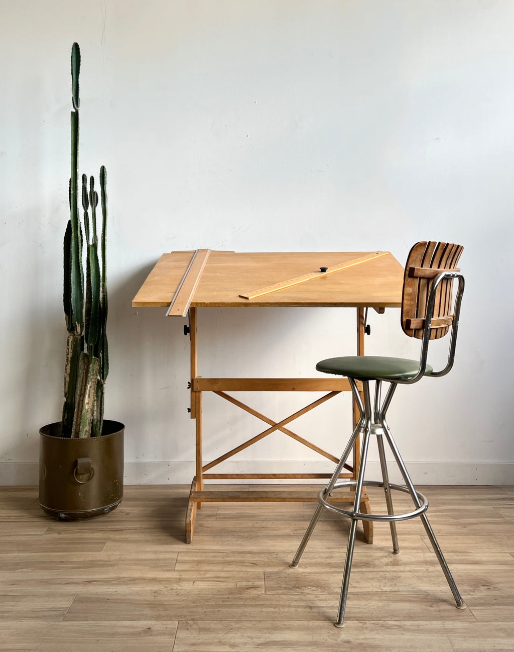 Vintage Drafting Table w/ Stool