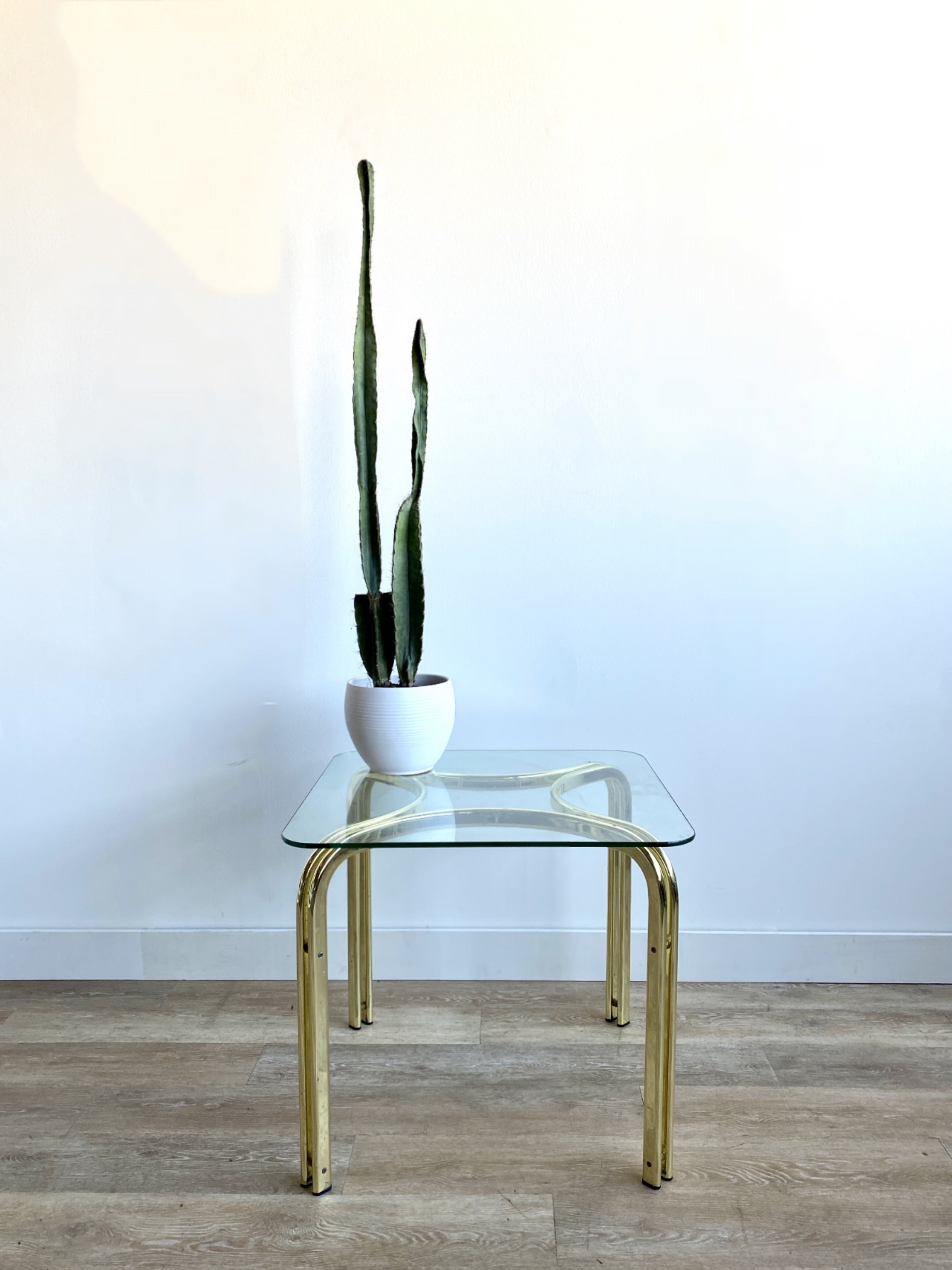 Vintage Brass & Glass End Table