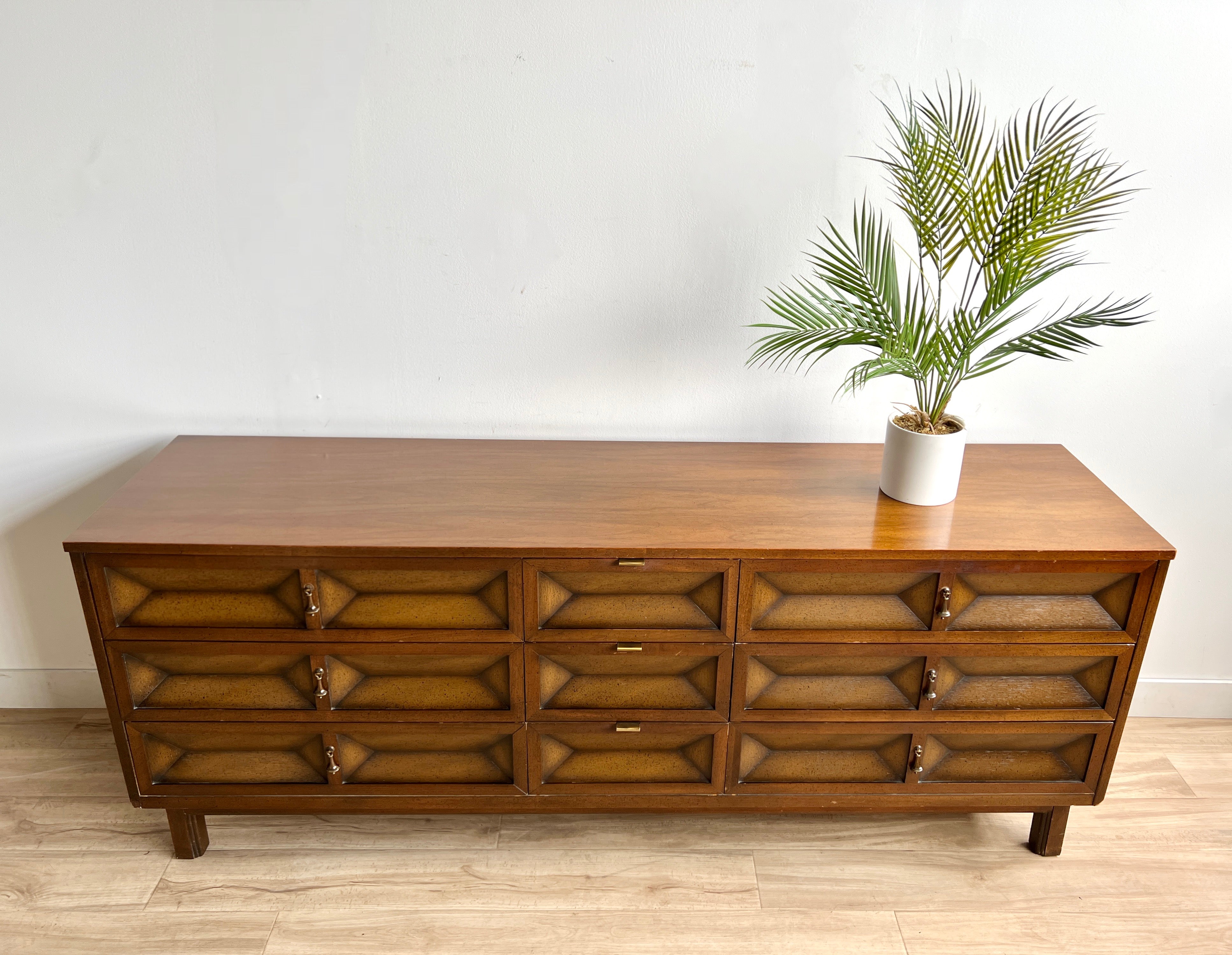 Vintage Mid Century Nine Drawer Dresser