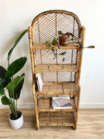 Vintage Mid Century Rattan Shelving Unit