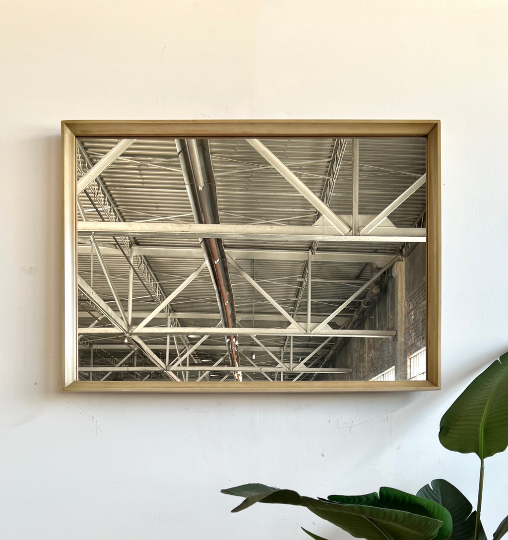 Mid Century Mirror with Light Wood Frame