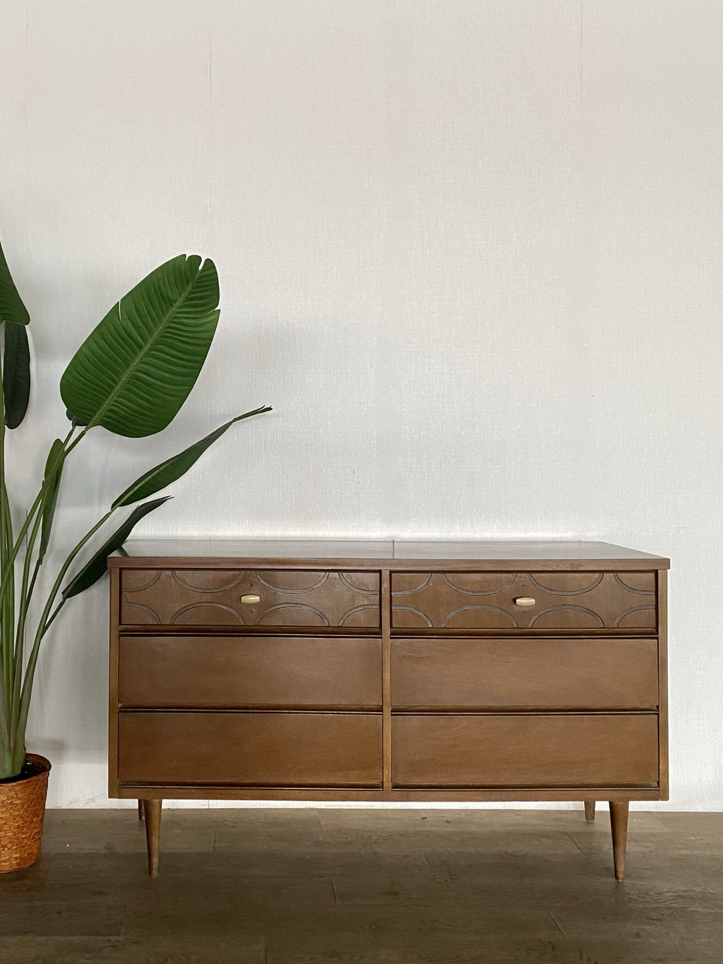 Mid-Century Six Drawer Dresser with Pulls