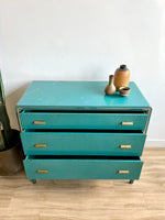 Vintage Blue Metal Mid Century Dresser