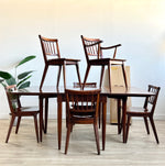 Vintage Mid Century Solid Walnut Willet Dining Set w/ Six Chairs and Leaf