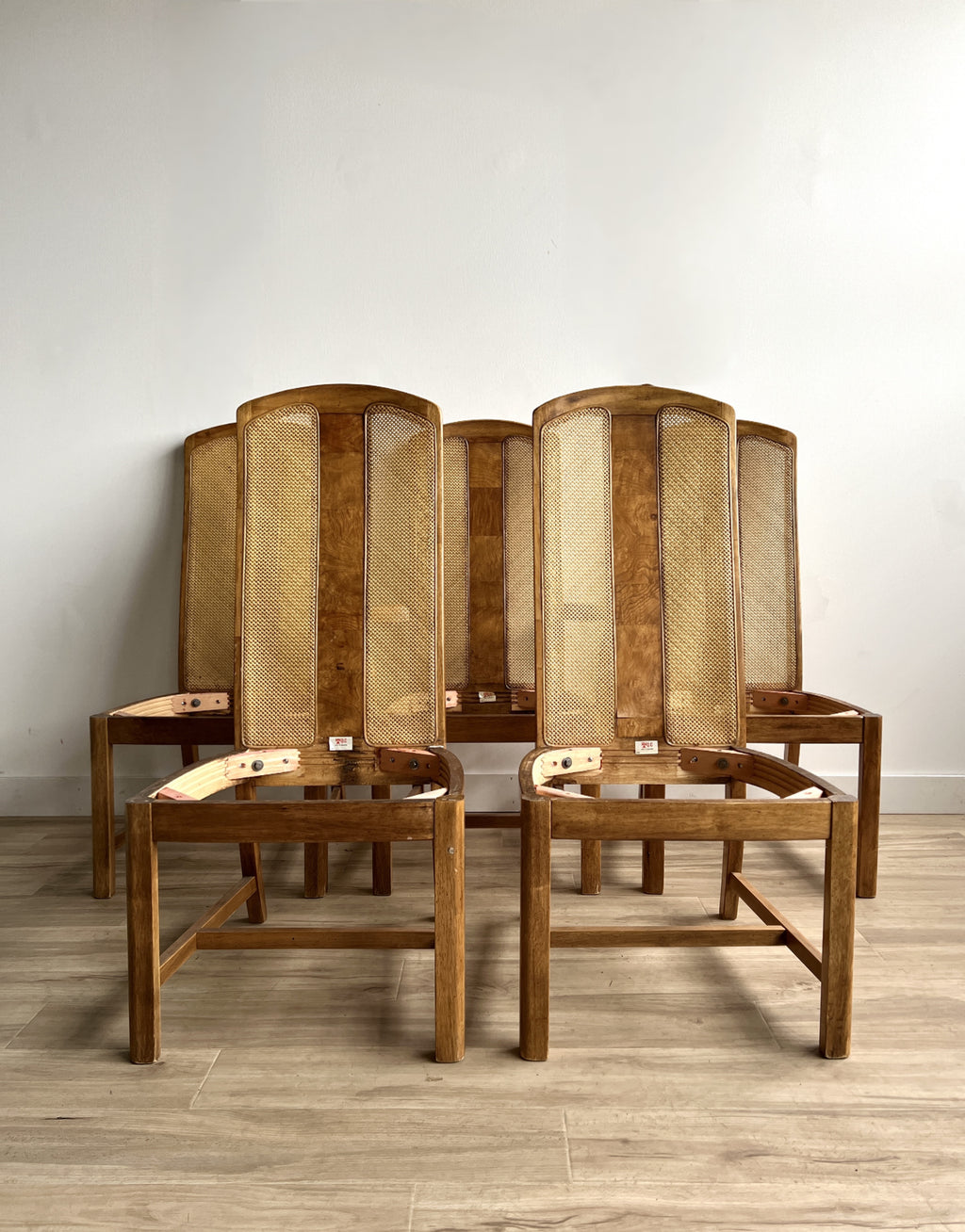 Set of Five Cane Back Dining Chairs in Your Choice of Fabric