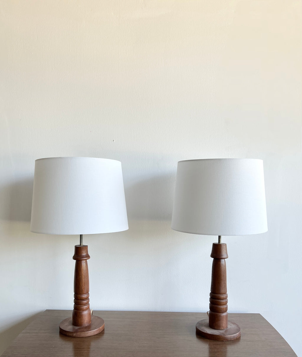Pair of Vintage Mid Century Turned Lamps