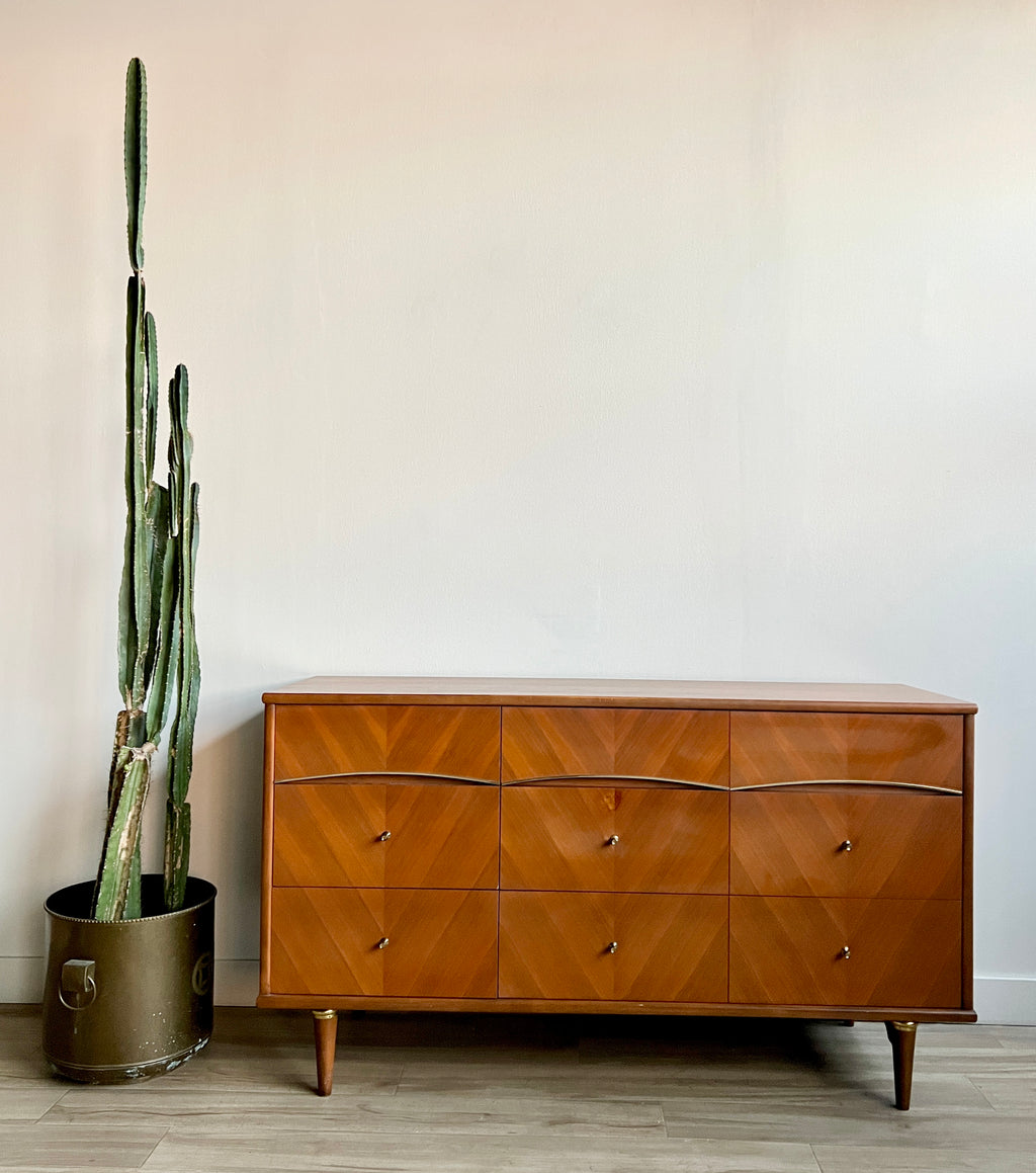 Vintage Mid Century Nine Drawer Dresser