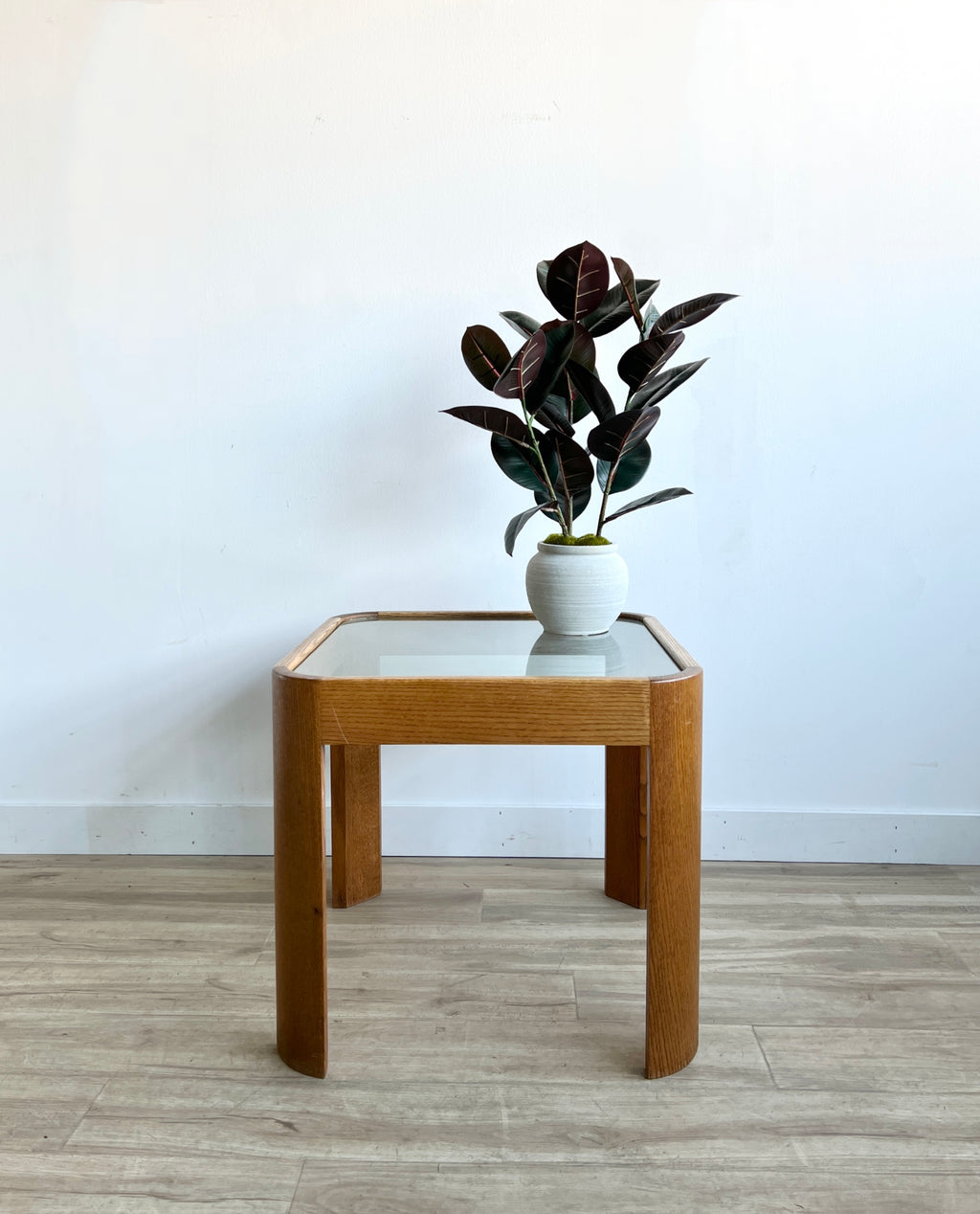 Vintage Glass Top End Table / Nightstand