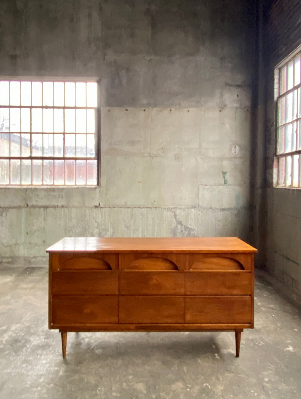 Nine Drawer Mid-Century Dresser Credenza