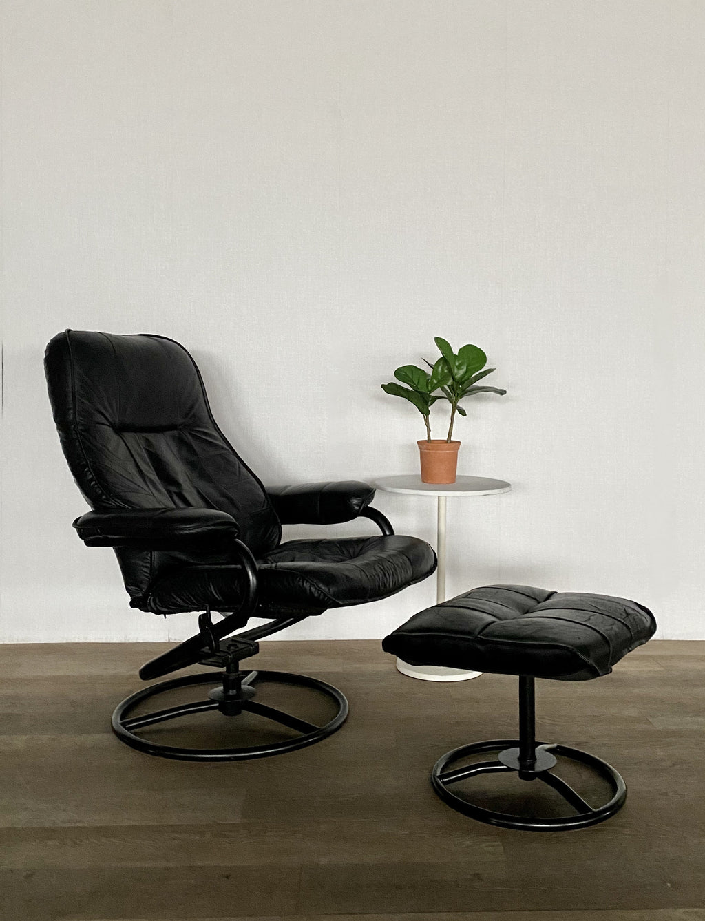 Vintage Canadian Leather Lounge Chair & Ottoman