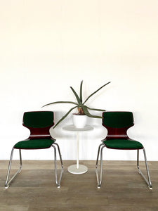 Pair of Vintage Bentwood Chairs with Fresh Green Velvet Upholstery