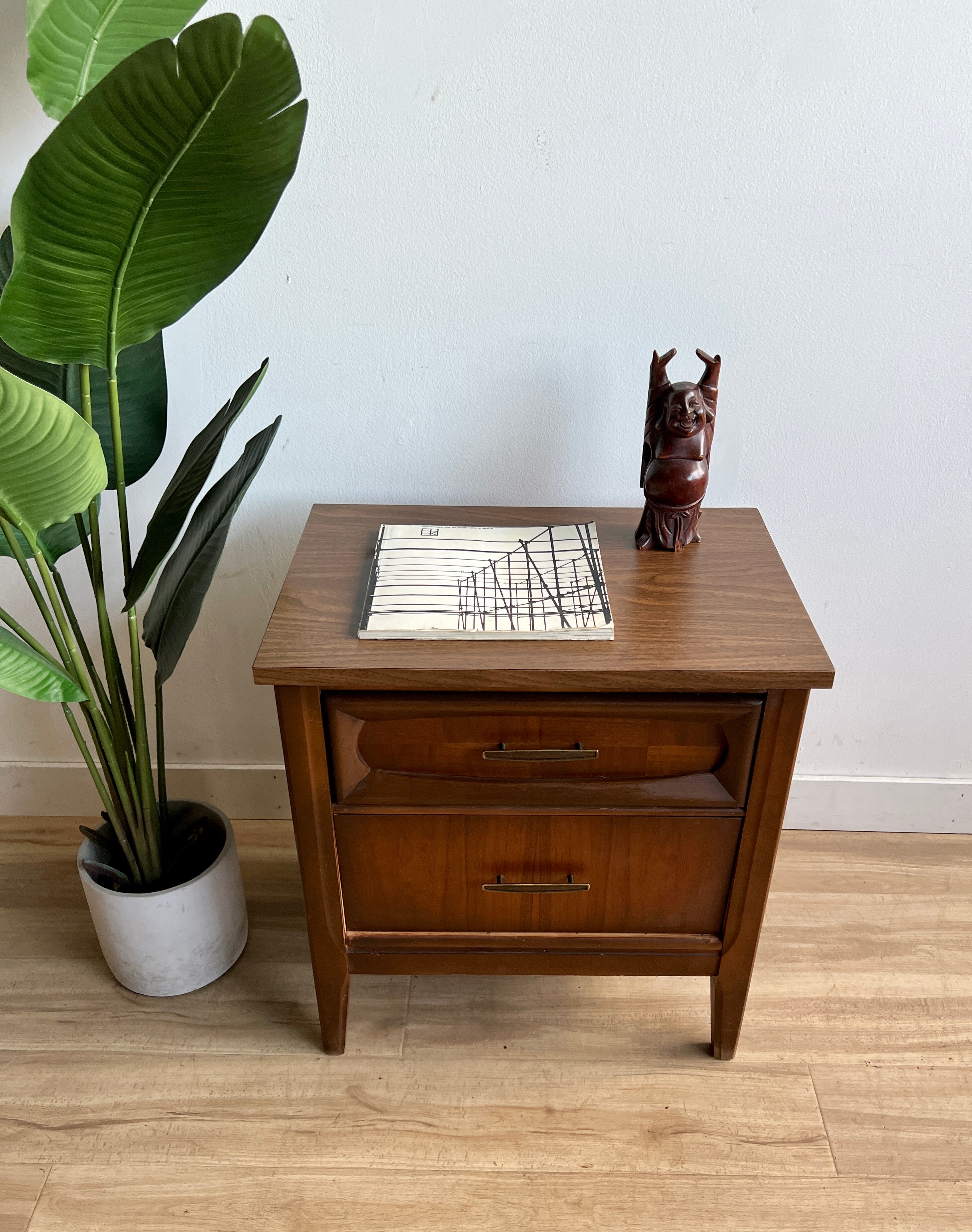 Vintage Mid Century Two Drawer Night Stand