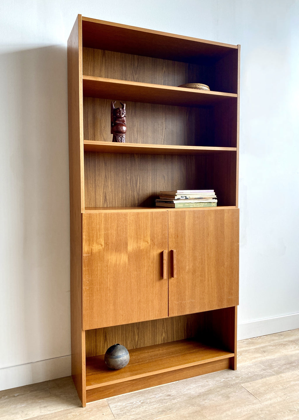 Vintage Danish Teak Shelving Unit with Doors