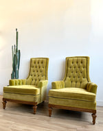 Pair of Vintage Velvet Mid Century Lounge Chairs