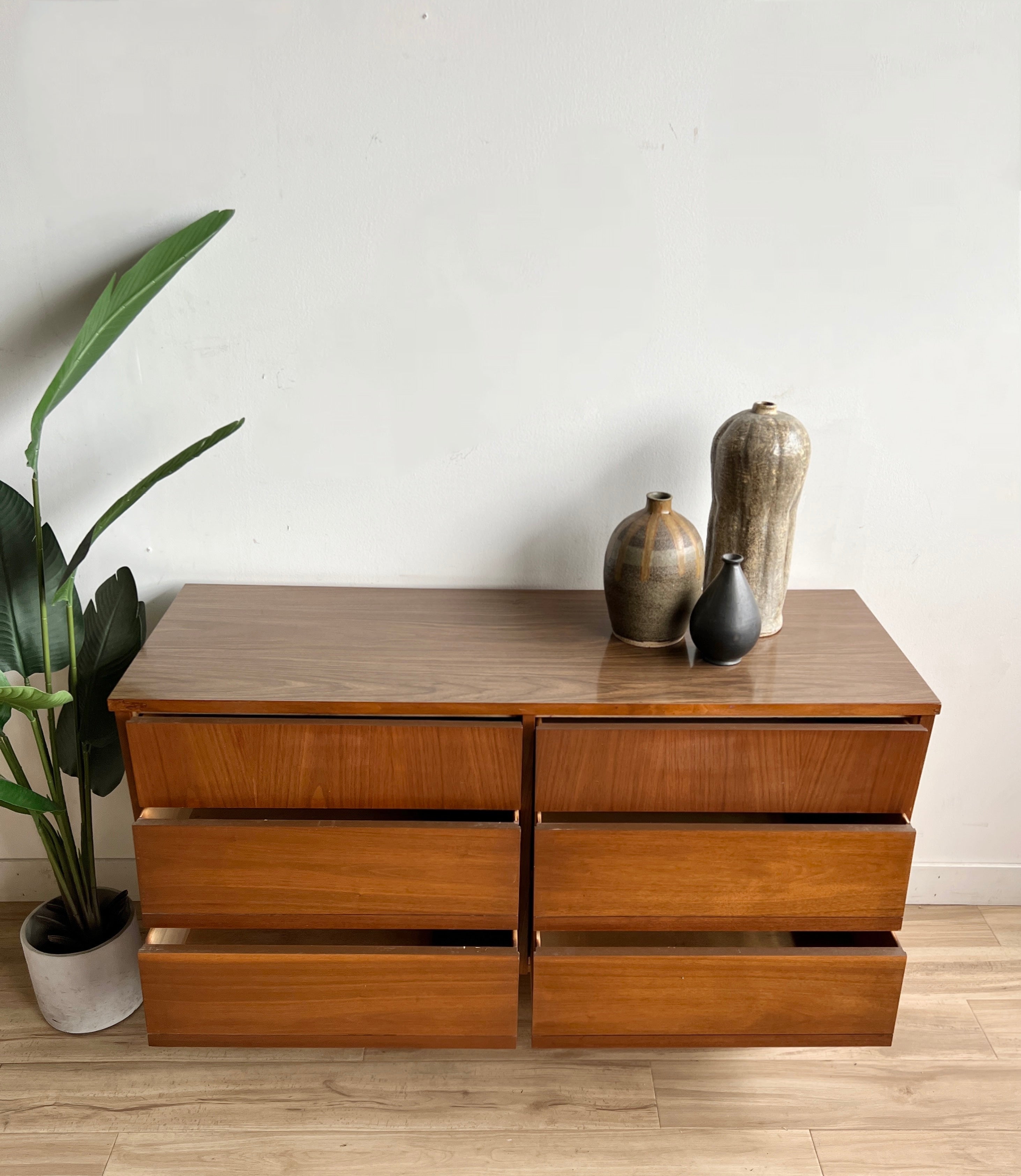 Vintage Mid Century Six Drawer Dresser