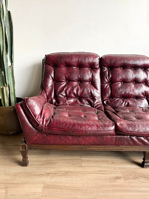 Vintage Mid Century Vegan Leather Sofa