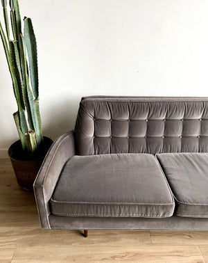 Vintage Mid Century Upholstered Velvet Sofa