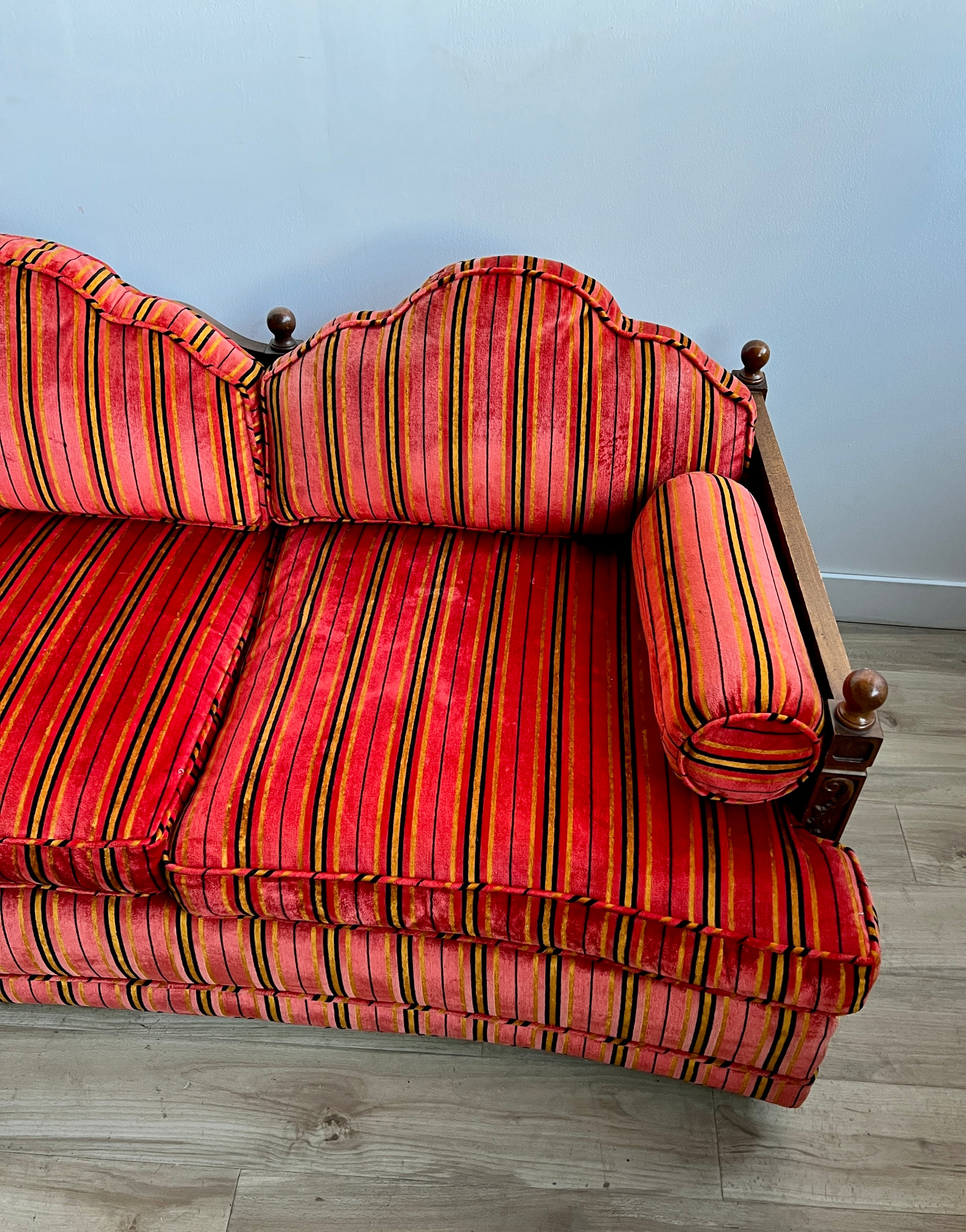 Vintage Moroccan Style Red Velvet Sofa