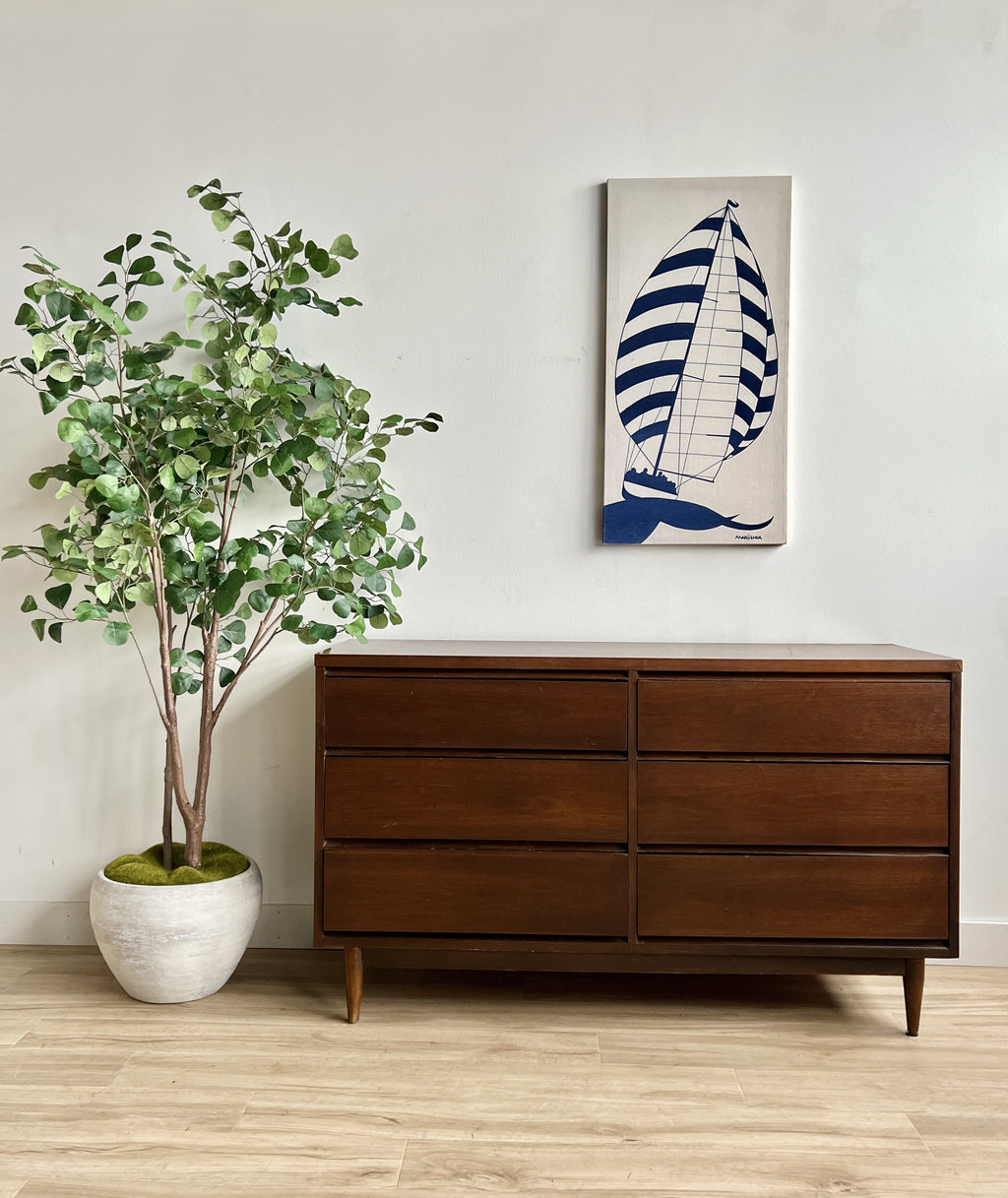 Vintage Mid Century Six Drawer Dresser