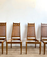 Four Cane Back Dining Chairs with Upholstery Service