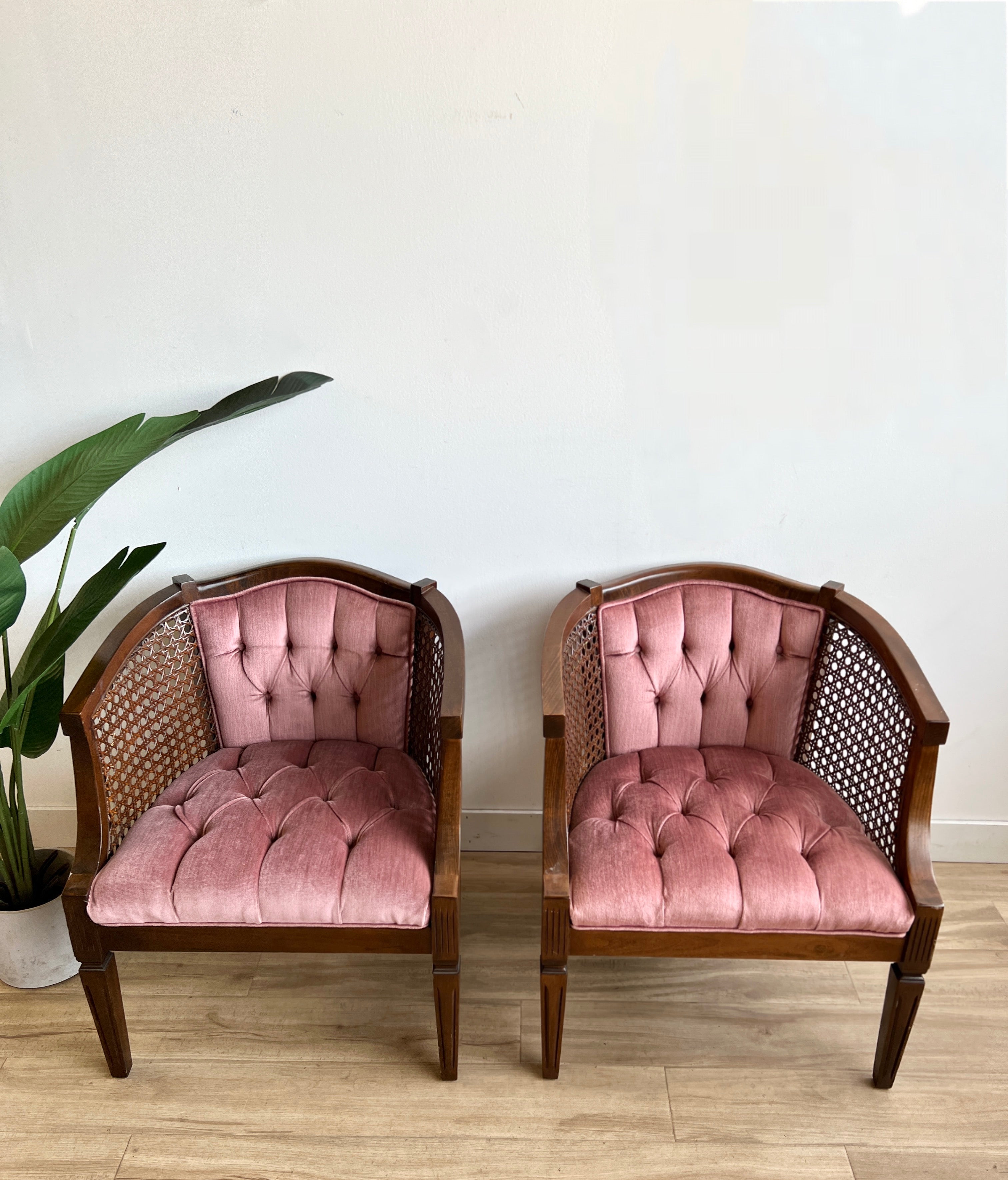 Pair of Vintage Tufted Velvet Chairs