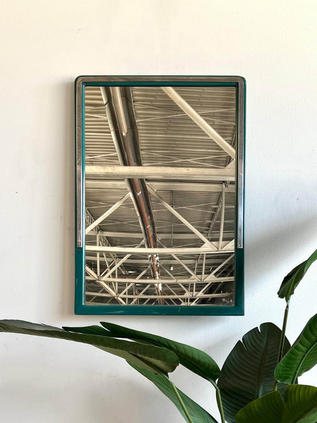 Vintage Mirror with Blue Metal Frame