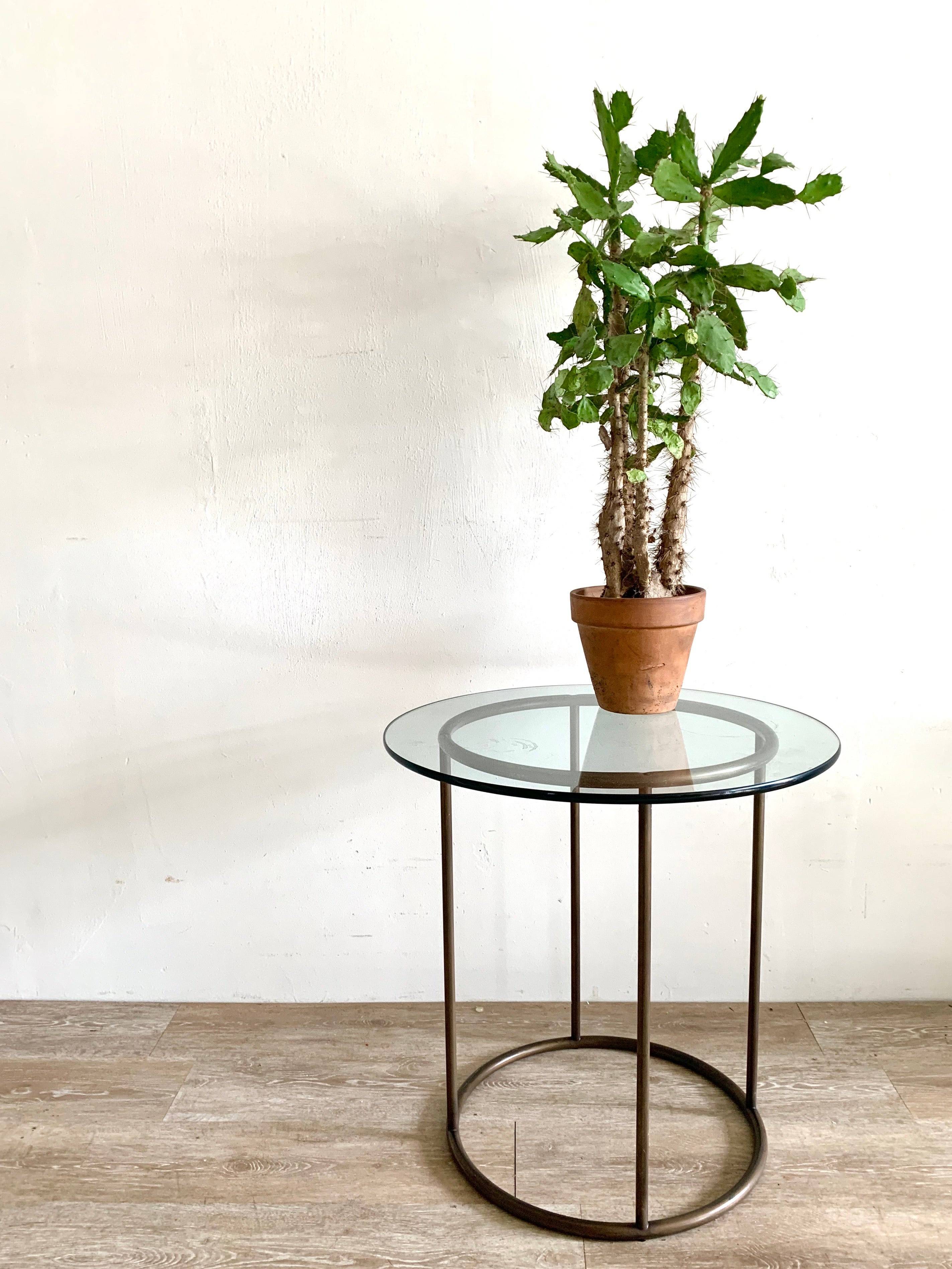 Brass Tube End Table with Glass Top