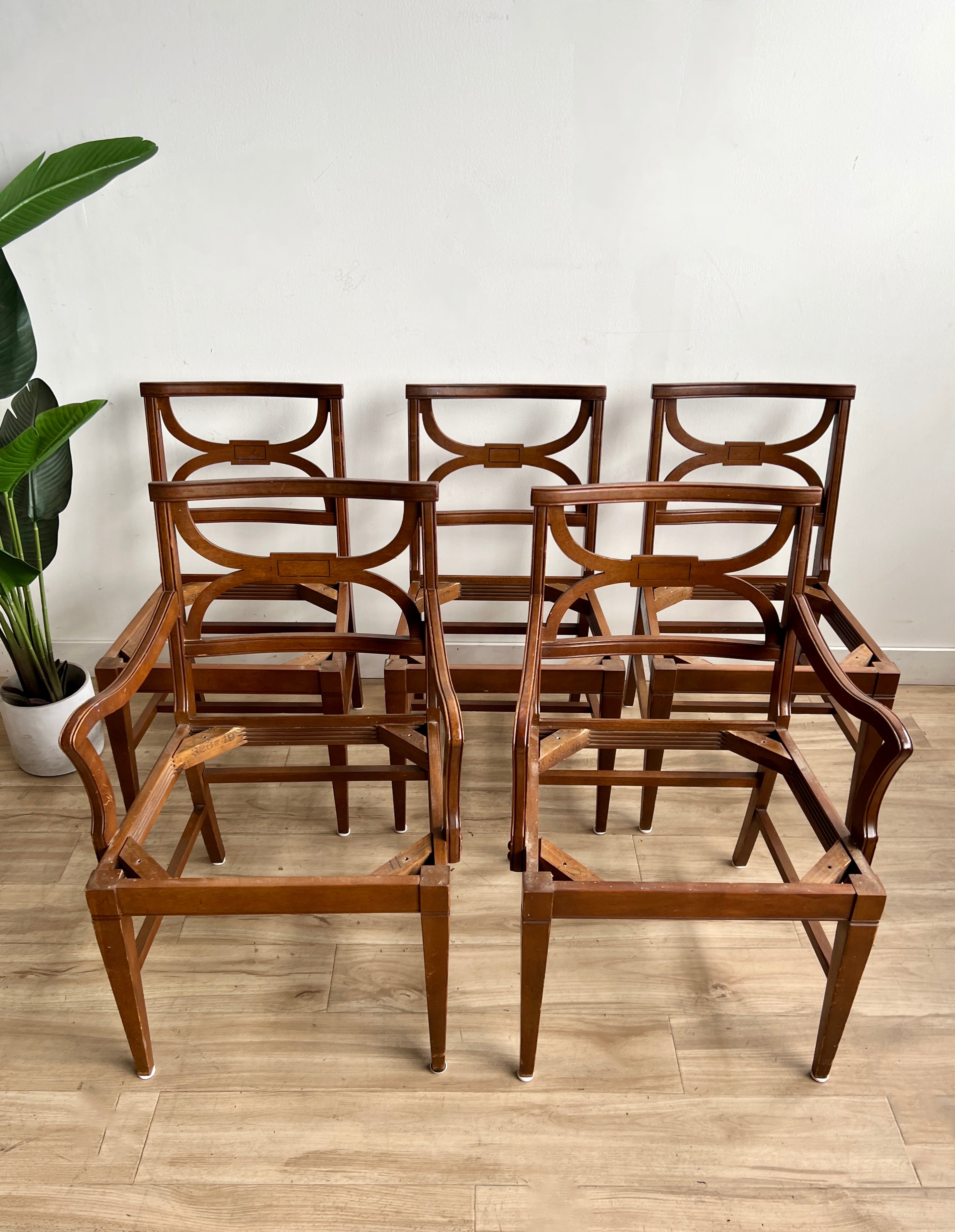 Set of Five Vintage Dining Chairs with Upholstery Service