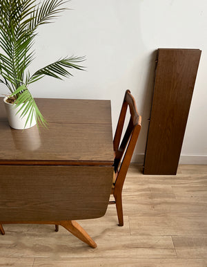 Vintage Mid Century Dining Set with Two Chairs and Three Leaves