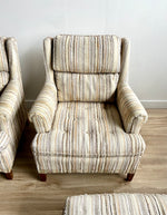 Pair of Vintage Mid Century Lounge Chairs with Ottoman