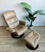 Vintage Leather Lounge Chair and Ottoman