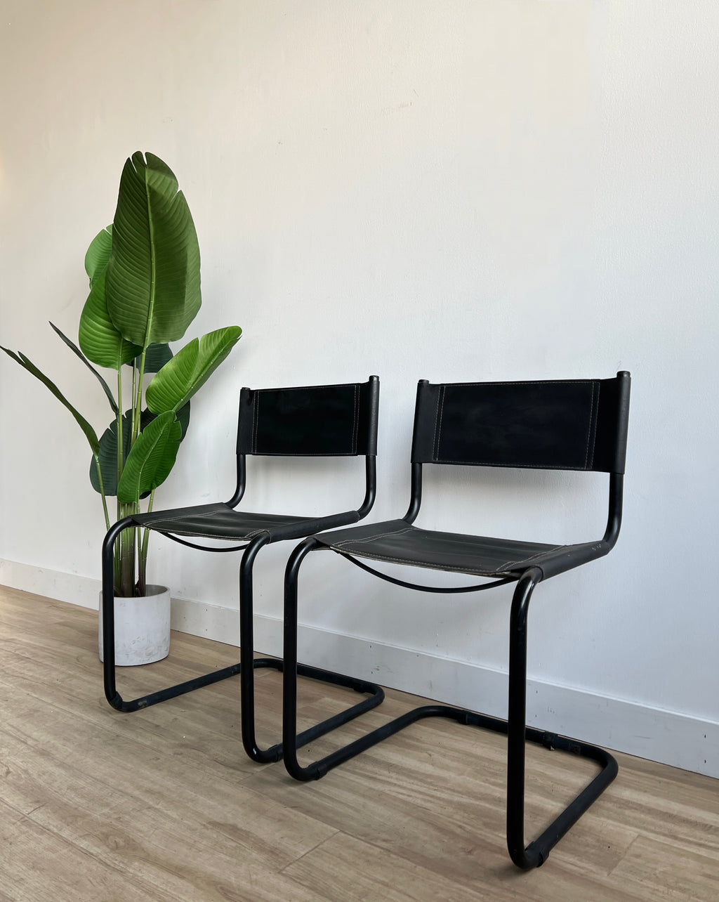 Vintage Pair of Mart Stam Style Chairs in Black