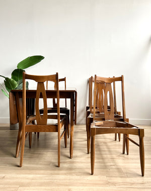 Vintage Mid Century Dining Set with Six Chairs, Two Leaves & Upholstery Service