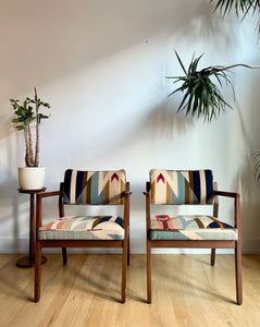 Pair of Vintage Mid Century Arm Chairs in Pendleton Wyeth Trail