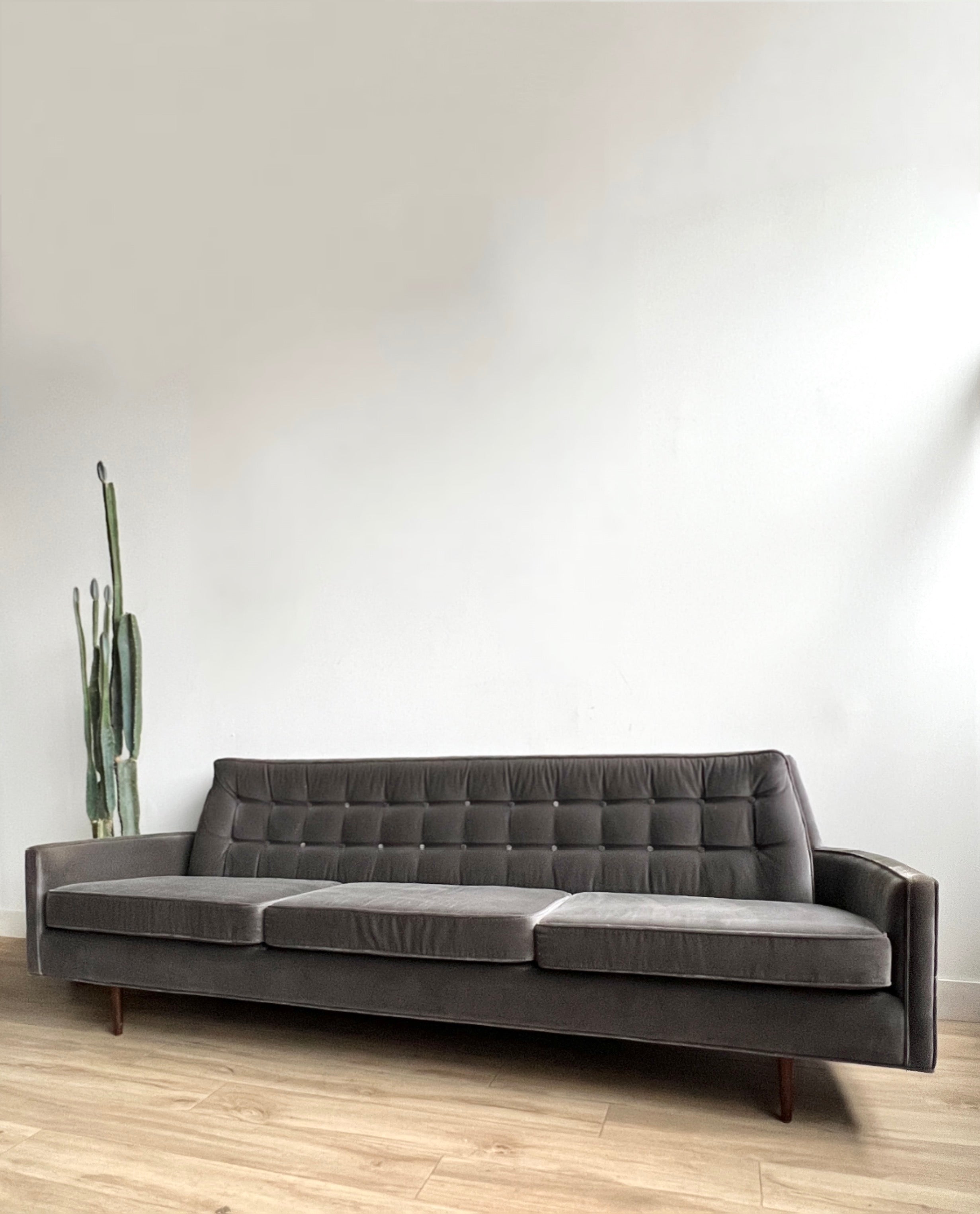 Vintage Mid Century Upholstered Velvet Sofa