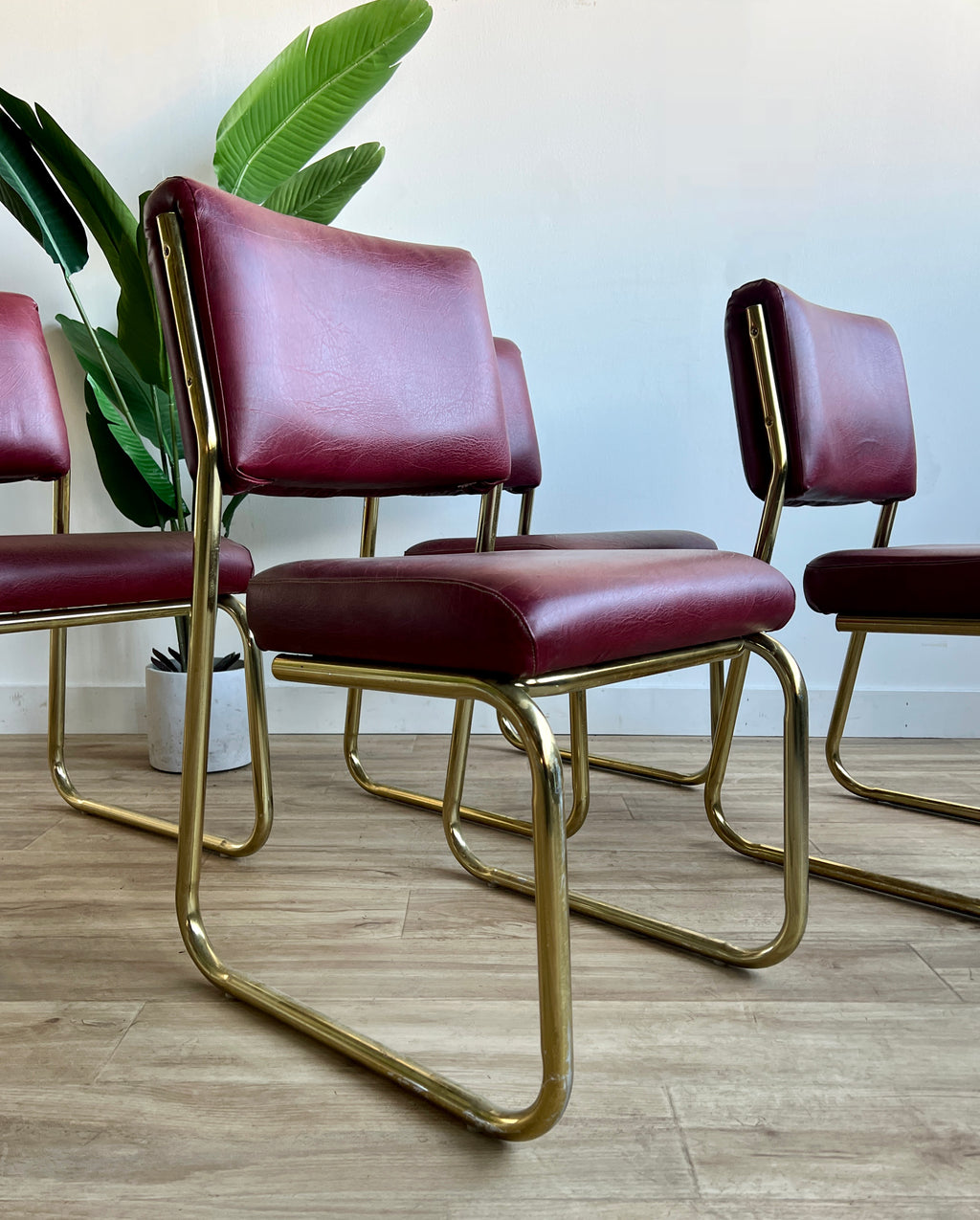 Set of Four Vintage Brass Dining Chairs in Your Fabric
