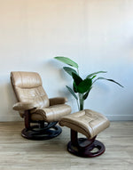 Vintage Leather Lounge Chair and Ottoman