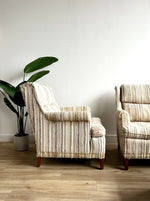 Pair of Vintage Mid Century Lounge Chairs with Ottoman